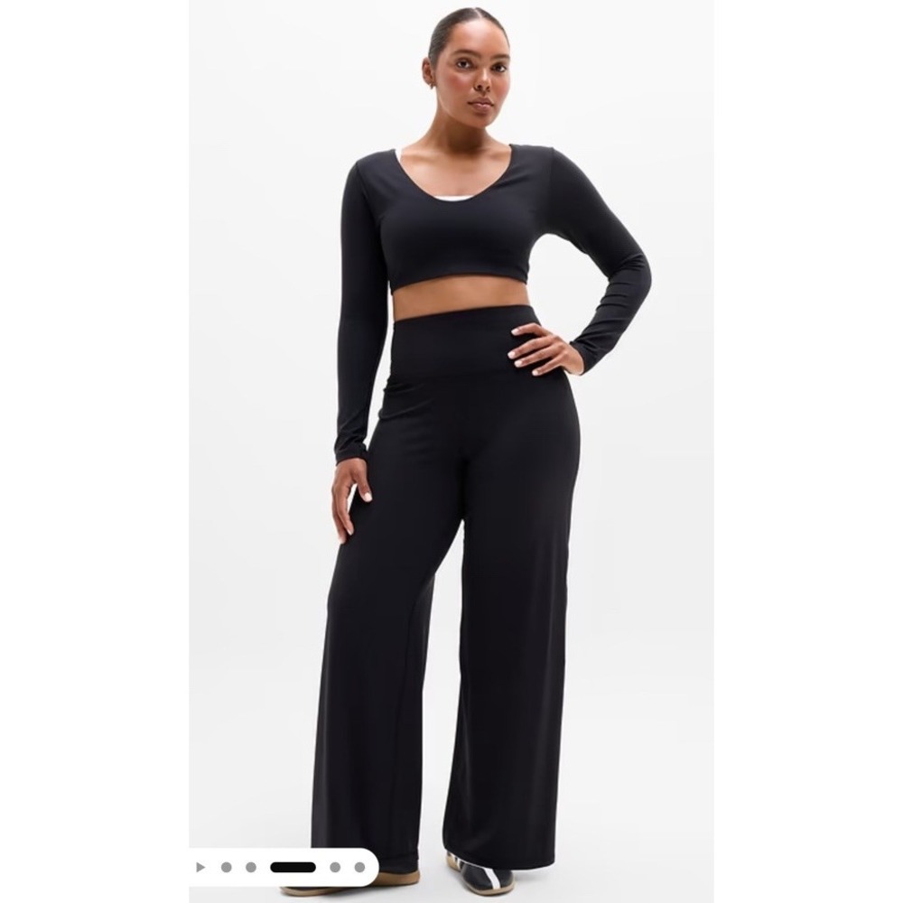 NWT Athleta Elation Ultra High Rise Wide Leg Pant Black Yoga Lounge Women's 1X